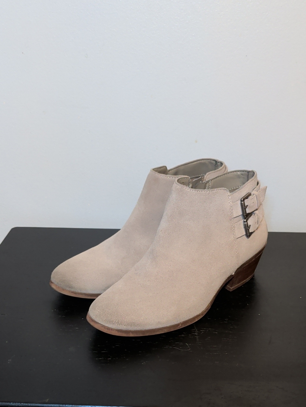 Sam Edelman Grey Suede Ankle Booties with Buckle Straps